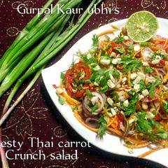 A picture of Zesty Thai Carrot Crunch salad 🥕🔥(A fresh, crunchy and flavorful salad using carrot & spring onion).