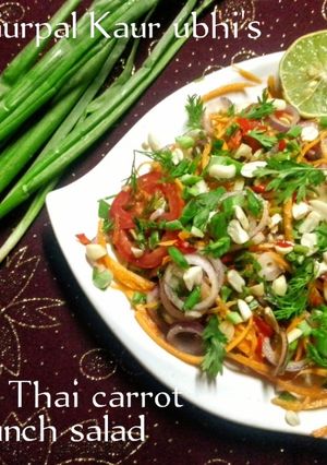 A picture of Zesty Thai Carrot Crunch salad 🥕🔥(A fresh, crunchy and flavorful salad using carrot & spring onion).