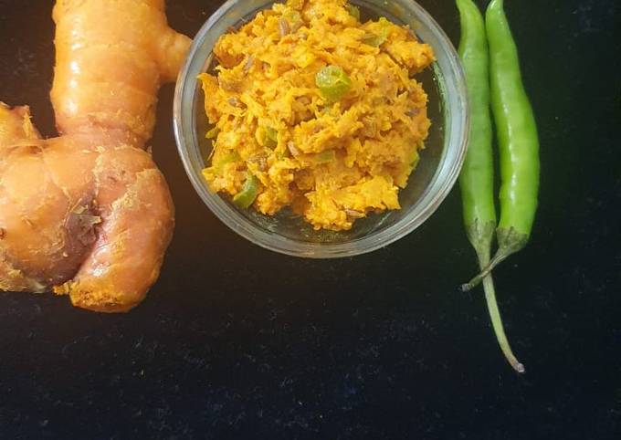 Easiest Way to Make Quick Raw Turmeric Sabzi