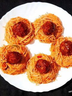 A picture of Noodles Manchurian In Veg Chowmein Bowl.