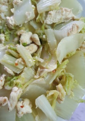 รูปของ ผักกาดผัดพริกแกงไก่ (คลีน)