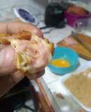 Snack : cubitos de jamón y queso empanizados con salsa Buffalo