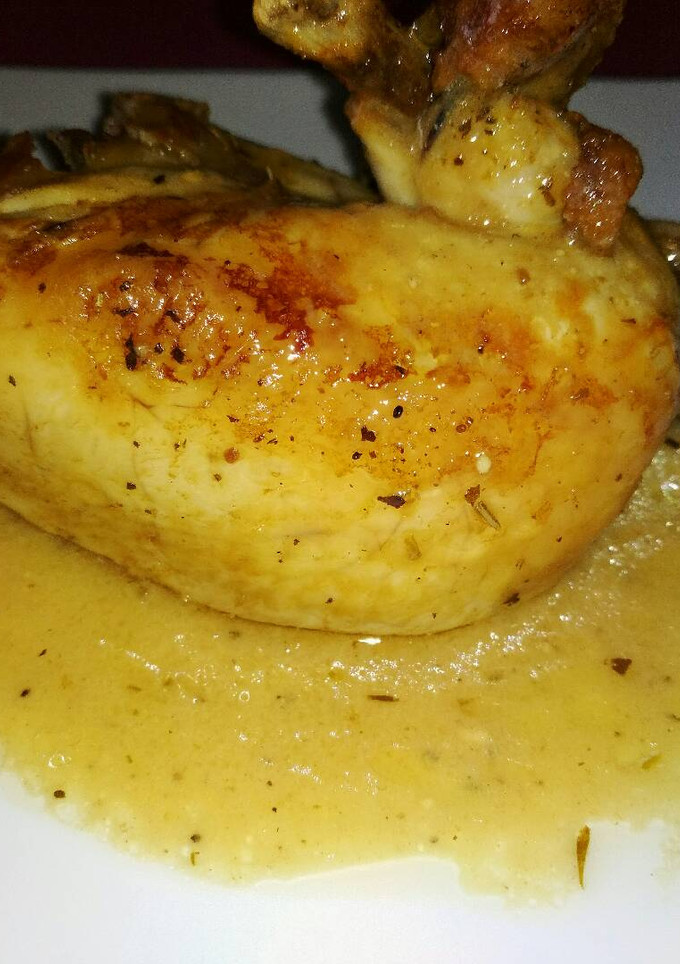 Una foto de Pollo al horno con salsa de mostaza