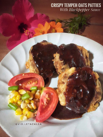 Cara Gampang Membuat Steak Patty Tempe Oats Crispy dengan Saus Blackpepper ala Violet yang Bisa Manjain Lidah