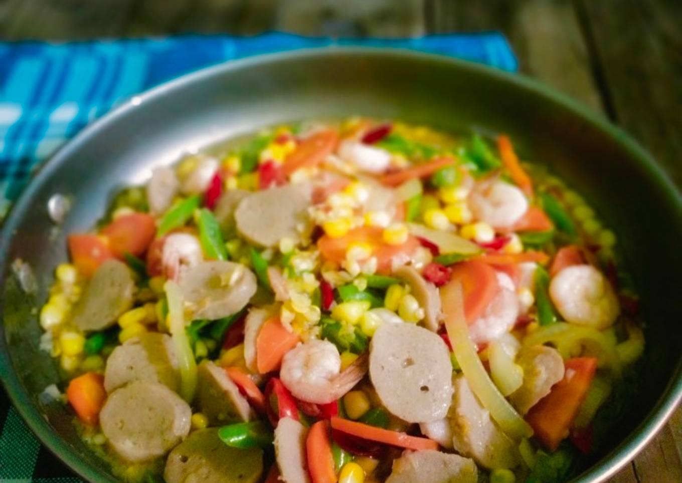 Tumis Udang Bakso Pelangi