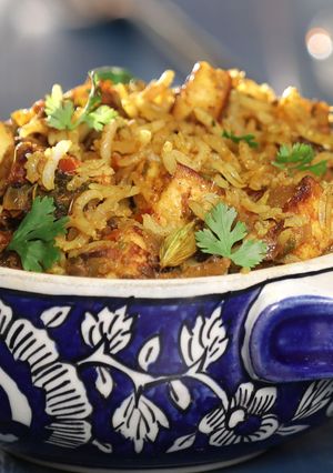 A picture of Paneer Kuska Biryani.