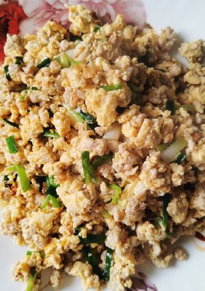 รูปของ ผัดต้นหอมหมูสับ​ (คีโต)​