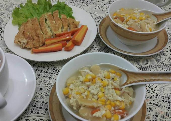 Resep Menu Sarapan: Sup Jagung Telur Dadar Oleh Nova Eddy   Cookpad