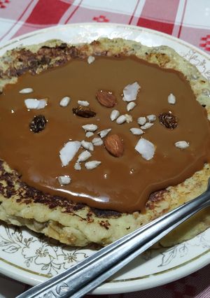 Una foto de Waffle de banana y granola!