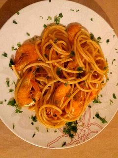 O poză a rețetei Spaghete cu creveți.