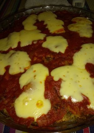Una foto de Pizza de berenjenas, muy saludable. Ideal para el almuerzo o cena 😋