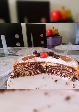 Una foto de Torta cebra de chocolate y vainilla
