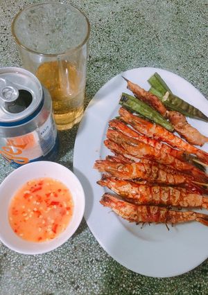 Hình của món Tôm nướng muối ớt.