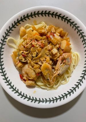 A picture of Chilli Lemon Seafood Pasta.
