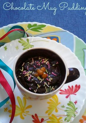 A picture of Eggless Chocolate Mug Pudding.
