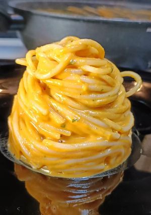 Foto di Spaghetti cremosi con zucca arrostita