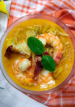 Foto resep Onion Prawn w/ coconut milk (Udang Windu Bombay bumbu Santan)