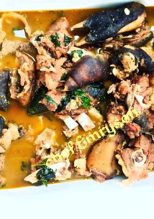 A picture of Yam and goat meat pepper soup (UKODO) as the isokos call it.