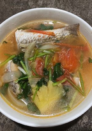 Hình của món Canh cá nấu ngót.
