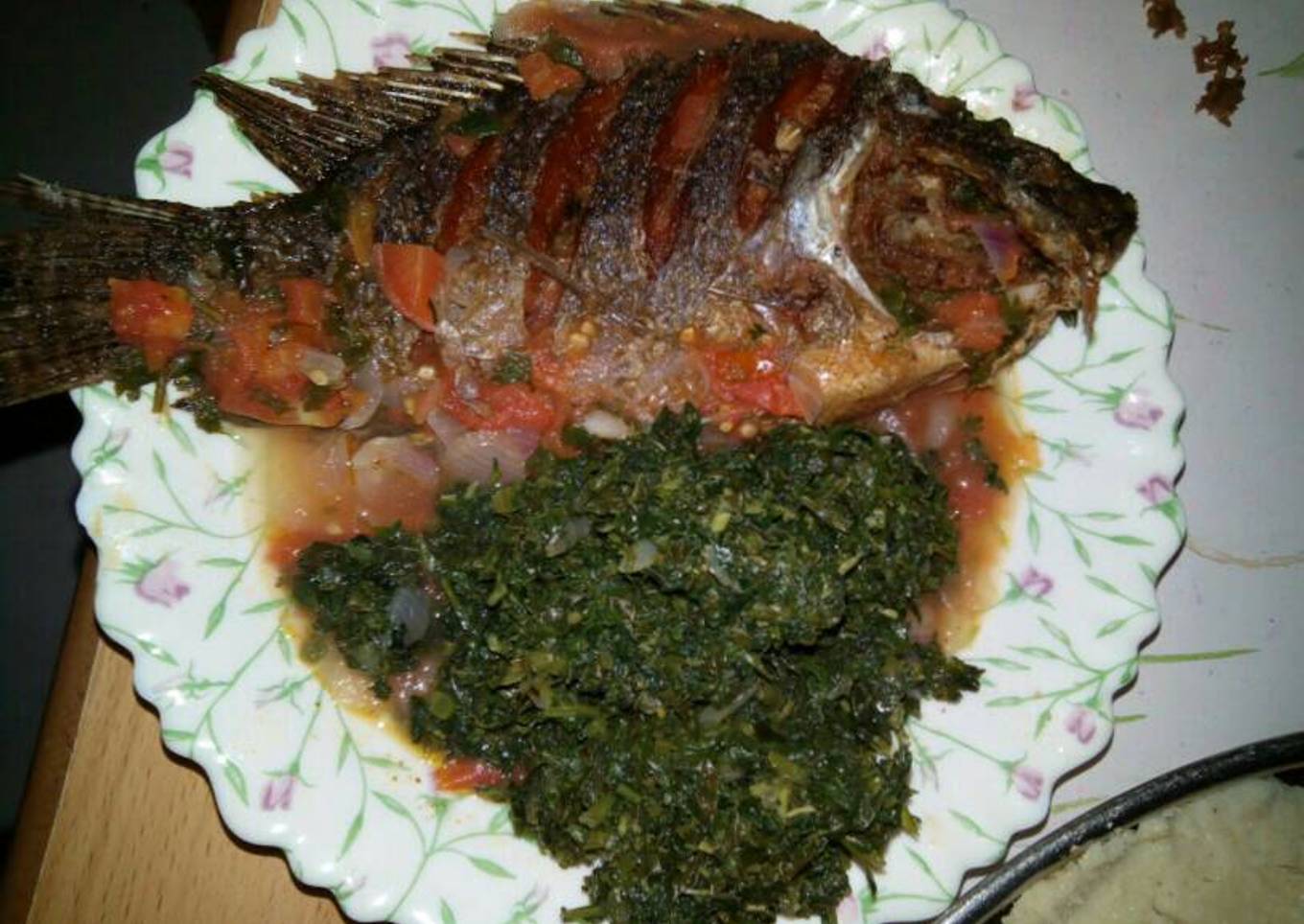 Wet fried fish with kienyeji