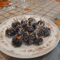A picture of Chocolate balls made by my son.