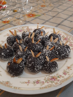 A picture of Chocolate balls made by my son.
