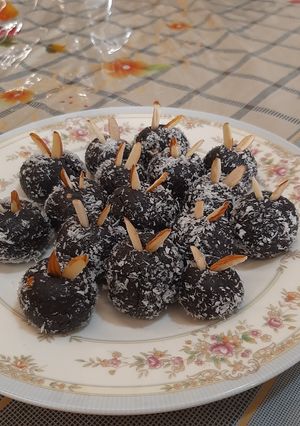 A picture of Chocolate balls made by my son.