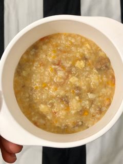 Foto resep Mpasi 8 bulan(Nasi, kacang hijau, wortel, tomat, hati ayam)