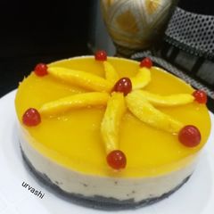 A picture of Mango cheese cake.