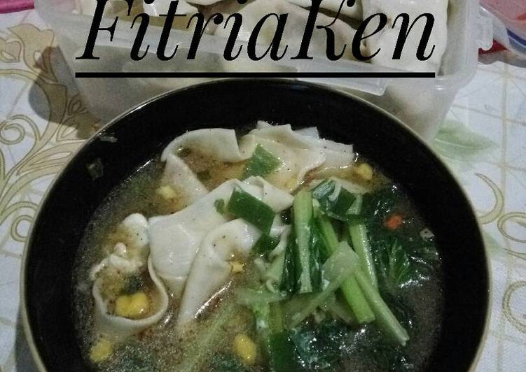 Pangsit kuah isi kornet tanpa penyedap