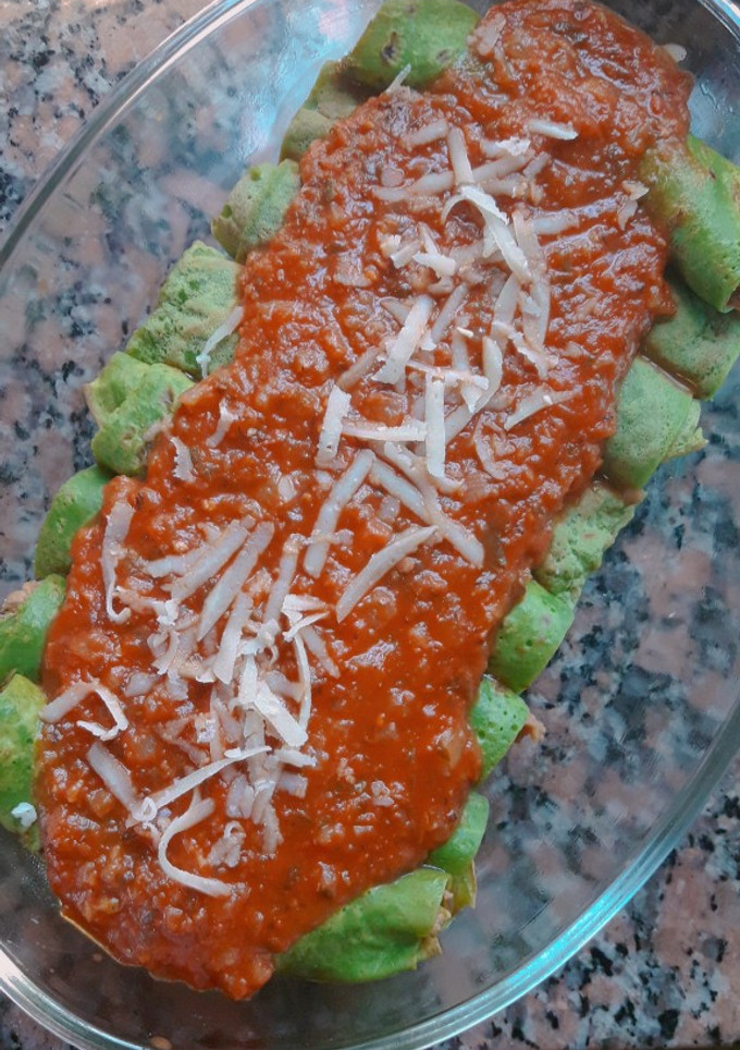 Una foto de Canelones de espinaca