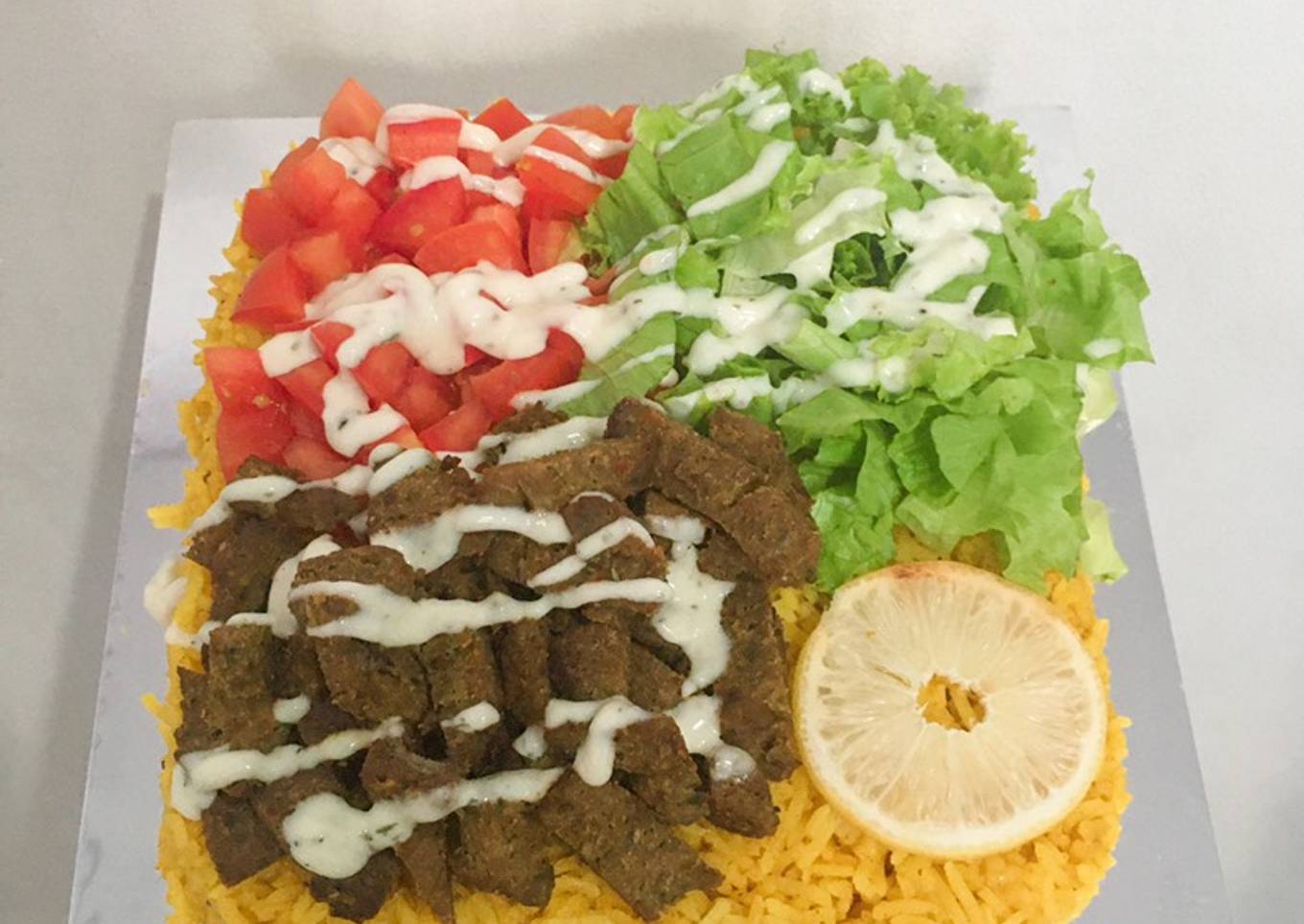 Gyro Platter ala halal guys (Tanpa di Oven) Nasi Basmathi
