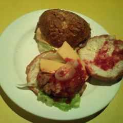 A picture of Homemade burger Patty.