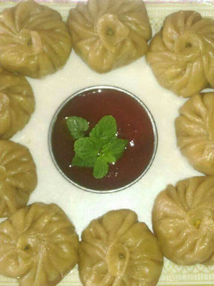 A picture of Wheat flour veg momos.