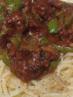 A picture of Keema spaghetti.