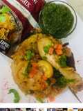 Chicken biryani with mint chutney