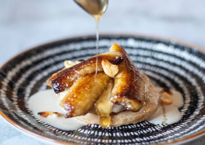 Pancake With Banana in coconut milk and roasted cashew nut Recipe