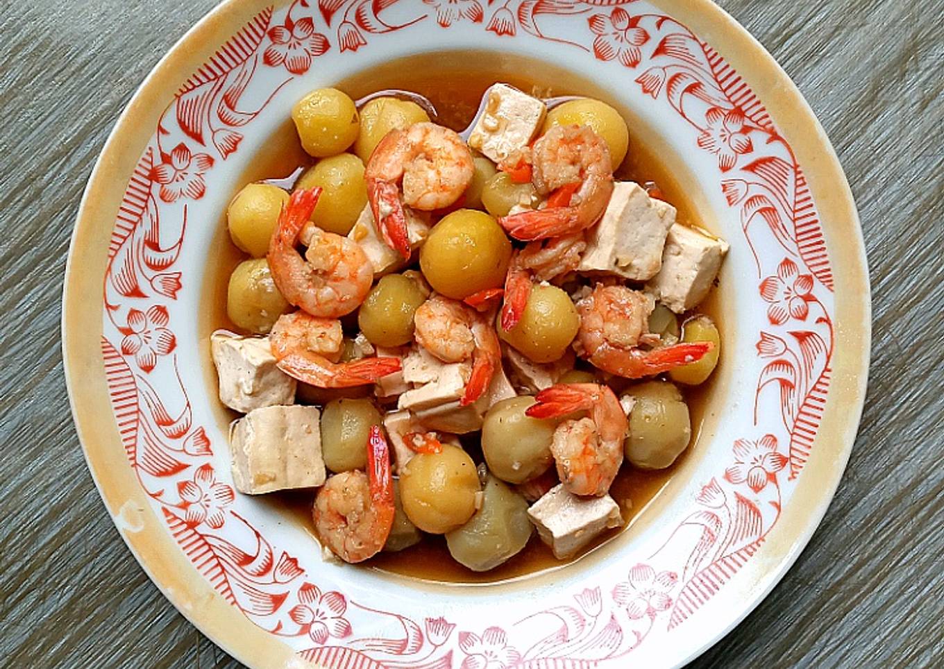 Tumis Udang Baby Potato Tahu Saus Teriyaki