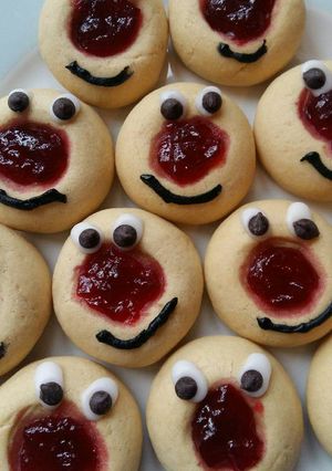 A picture of Vickys Red Nose Day Cookies, GF DF EF SF NF.