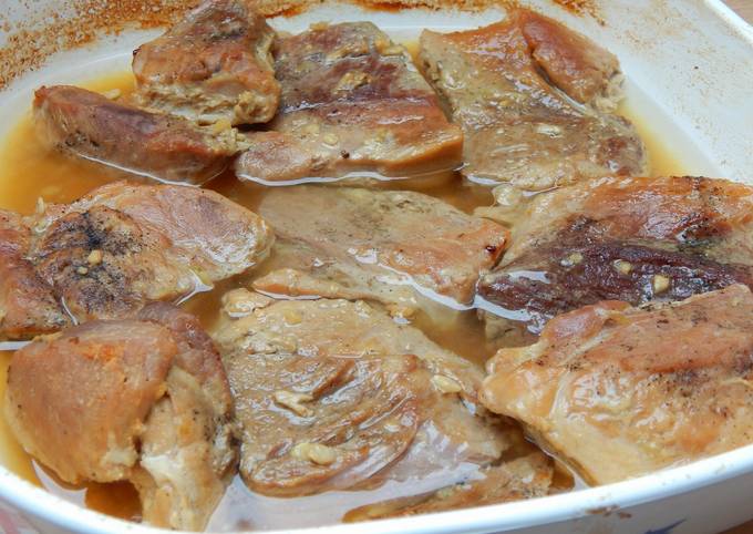 Sült hús szeletek recept foto