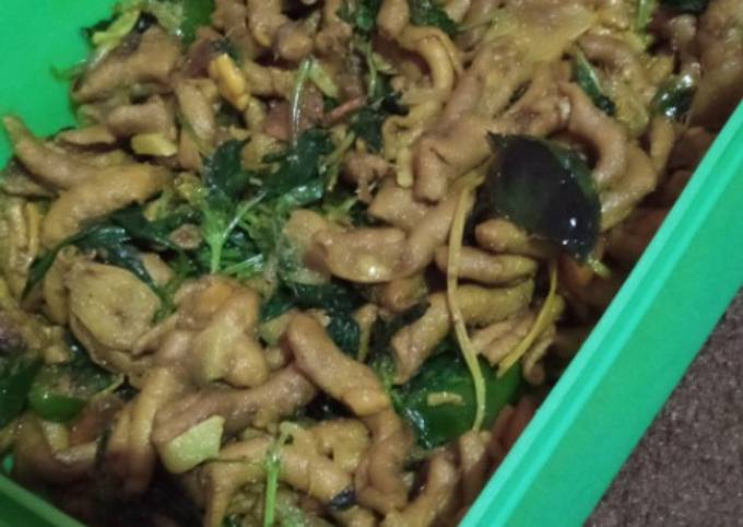 Tumis usus ayam kemangi tanpa bau usus