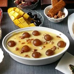 A picture of Gulab Jamun Custard Pudding.