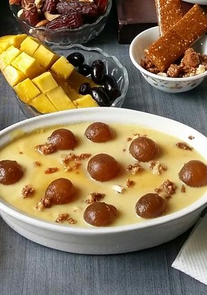 A picture of Gulab Jamun Custard Pudding.