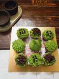 Brownies Kukus Matcha Topping Glaze Matcha