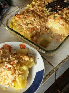 Una foto de Lasaña de pollo con papa (Sin pasta)