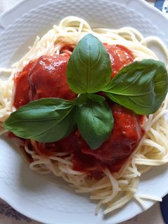 Húsgombóc spagettivel, glutén és tejmentesen recept fotója