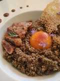 Cuscús de perdiz y pesto de setas trufado