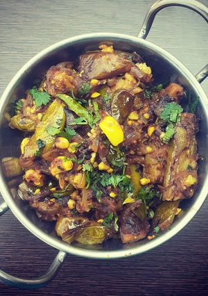 A picture of Spicy Brinjal Stir Fry.