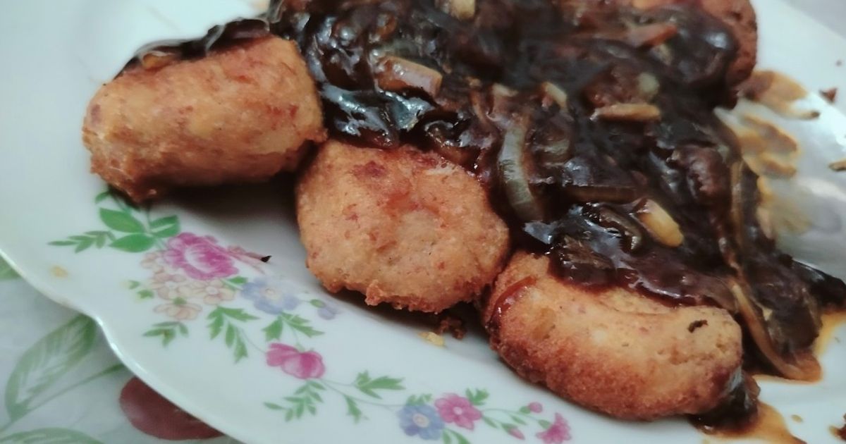 Perkedel saus lada hitam