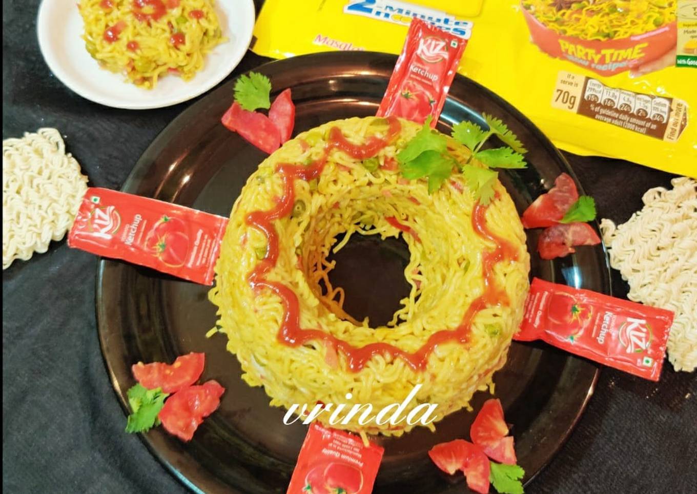 Layered veg maggi handwa